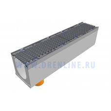 Лоток водоотводный бетонный DRENLINE Super DN150 h210 с решеткой чугунной ВЧ (комплект) кл. Е600 с вертикальным водосливом
