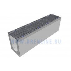 Лоток водоотводный бетонный DRENLINE Super DN150 h275 с решеткой чугунной ВЧ (комплект) кл. Е600