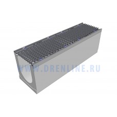 Лоток водоотводный бетонный DRENLINE Super DN200 h310 с решеткой чугунной ВЧ (комплект) кл. Е600