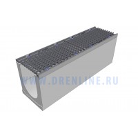 Лоток водоотводный бетонный DRENLINE Super DN200 h330 с решеткой чугунной ВЧ (комплект) кл. Е600