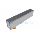 Лоток водоотводный бетонный DRENLINE Super DN100 h210 с решеткой чугунной ВЧ (комплект) кл. Е600 с вертикальным водосливом
