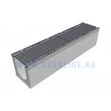 Лоток водоотводный бетонный DRENLINE Super DN150 h210 с решеткой чугунной ВЧ (комплект) кл. Е600
